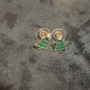 Green Christmas Tree Earrings
